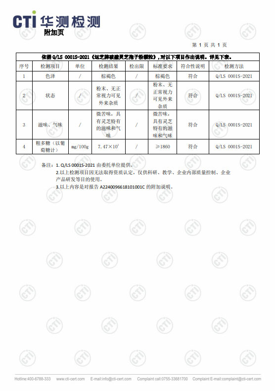 运芝牌破壁灵芝孢子粉颗粒_检测报告④